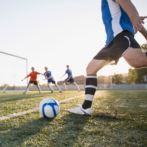 playing soccer